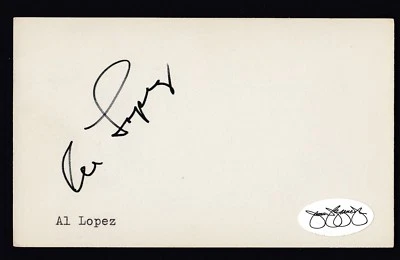Al Lopez Autographed 3x5 Index Card JSA - Image 1 of 2