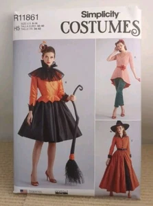 Simplicity R11861 9632 Retro Witch Rockabilly Costumes Sz 6-14 Sewing Uncut - Picture 1 of 4