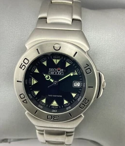 SECTOR,STEEL,QUARTZ,BLACK DIAL,DATE,SWISS MADE,WR 100M,NEW OLD STOCK,FREE SHIP. - Imagen 1 de 20