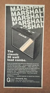 Vintage Mid-Century Music Room Band Decor - Marshall 50 Watt Amp - 1976 Art AD - Picture 1 of 1