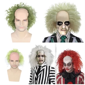 For Beetlejuice Wig Costume Accessory Adult Gray White Receding Bald Keaton Wigs - Picture 1 of 21