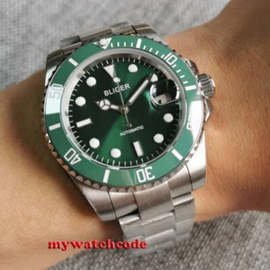 Reloj automático para hombre Bliger esfera verde bisel de cerámica PT5000 NH35A Miyota de 40 mm - Imagen 1 de 12