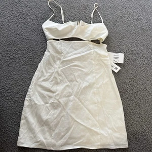 Zara Cut Out Linen Blend Dress New Size S - Picture 1 of 10