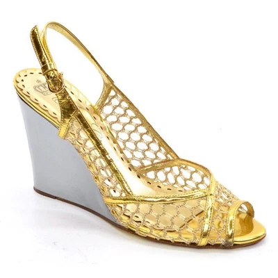 Zapatos de tacón de cuero de malla dorada Acapulco Juicy Couture para dama 8 M Italia Foto 1 de 3