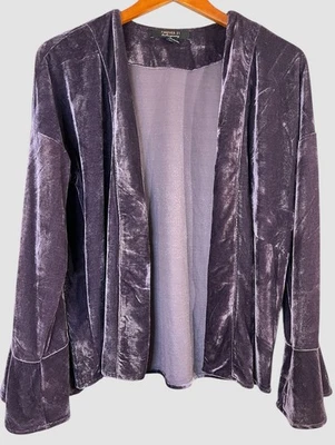 FOREVER 21 Women Cardigan Size M Purple Velvet Long Fairycore Whimsigoth Y2K - Image 1 of 4
