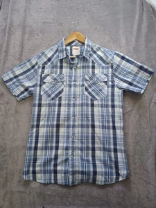 Levi's Men’s Shirt Large Blue Stripe Short Sleeve Pearl Snap Buttons Lightweight - Bild 1 von 9