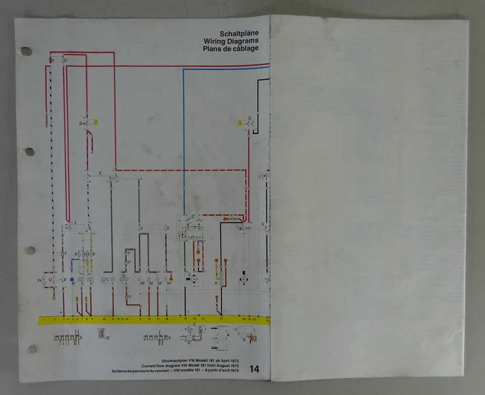 Plano Eléctrico VW Kübelwagen Tipo 181 Año Modelo 1973 - Imagen 1 de 1