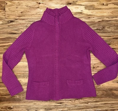 Lord & Taylor Womens Cashmere Zip Cardigan Sweater Fuchsia Size XL Fits Slim - Image 1 of 4