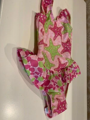 Nuevo Traje de Baño de Una Pieza Rosa Estrella de Mar Solapa Feliz Bebé Niña Talla 0-6 Meses Foto 1 de 4