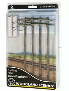 Woodland Scenics ~ New 2024 ~ O Scale ~ Wired Poles With Double Crossbar ~US2281 - Picture 1 of 3