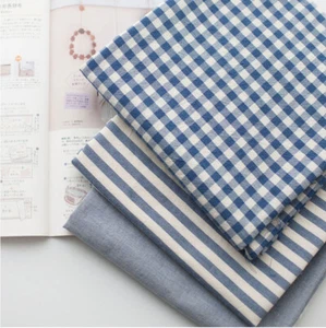 160cm Solid Check Stripe Blue Bio-washing Fabric made in Korea by the Yard - Picture 1 of 11