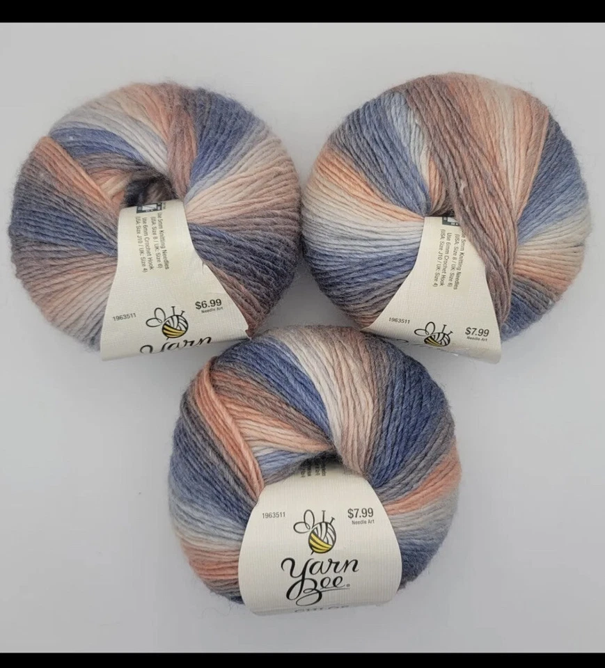 Lot Of 3 Yarn Bee Chloe Denim & Sand, 100gr 270 yds ea, Wool-Viscose 70-30%% - Image 1 of 2