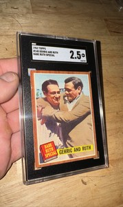 Babe Ruth Lou Gehrig Antique Baseball Card Vintage SGC 2.5 Topps Yankees 1962