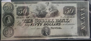 1800's New Jersey Sussex Bank $50 Note - Bild 1 von 4
