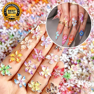 UEYRSED 60PCS 3D Flower Nail Charms Hibiscus Floral Nail Gems Spring Summer Nail - Image 1 of 4
