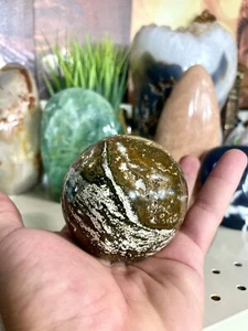 Ozeanjaspis olivgrün Kugel Quarz Heilkristalle Yoga Meditation Kugel 3" D - Bild 1 von 12