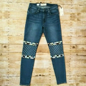 Miss Me Nico Quilt Skinny Jeans 29x30 Moto Stickerei Vintage Wash VP1005S - Bild 1 von 9