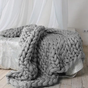 Luxury Chunky Knit Chair Throw Blanket Sofa Cover Towel Soft Faux Cotton Bedding - Picture 1 of 17