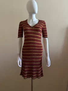 M Missoni V-neck Multicolour Striped Dress Size 42 Sexy Y2K - Picture 1 of 17
