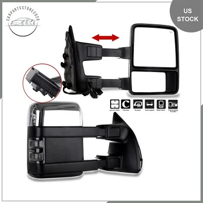 Juego de pares de espejos retrovisores de remolque cromados para 08-16 F250 F350 F450 Foto 1 de 4