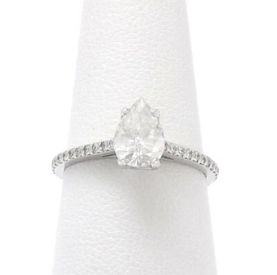 14k White Gold Natural Pear Diamond Engagement Ring EGL Certified New - Image 1 of 4