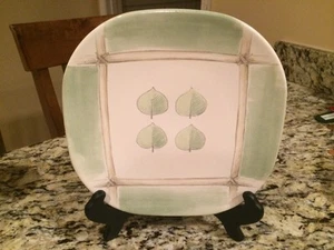 Pfaltzgraff Aspen Square Luncheon Plate, Green/white Leaf Arborwood, USA - Picture 1 of 1