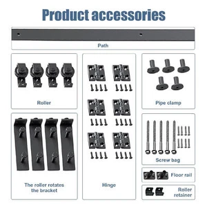 5FT Sliding Barn Door Hardware Closet Track Kit for Double Door Black - Picture 1 of 8