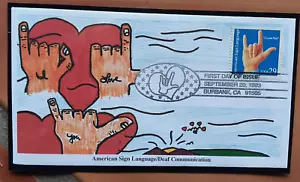 SIGN LANGUAGE DEAF COMMUNICATION I LOVE YOU! HANDS 1993 MYSTIC CACHET FDC UNADDR - Picture 1 of 1