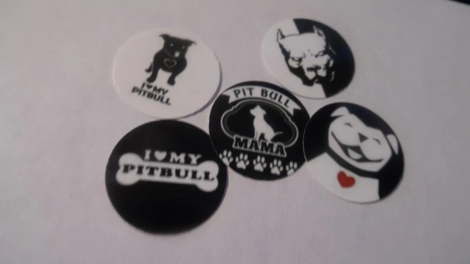 Tapa de botella precortada de una pulgada imágenes de Pit Bull blanco y negro envío gratuito Foto 1 de 1