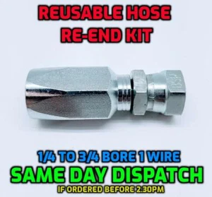 Kit de re-end de manguera hidráulica reutilizable hembra BSP R1T - 1 SN - 1 cable - Imagen 1 de 3