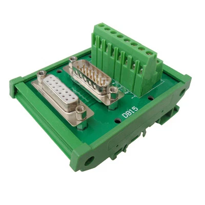 DB15 D Sub DIN Rail Terminal Block Male Female Dual Adapters Breakout Board - Image 1 of 2