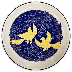Vintage Shenango China Restaurant Ware Plate Yellow Love Birds Blue Floral 10" - Picture 1 of 4