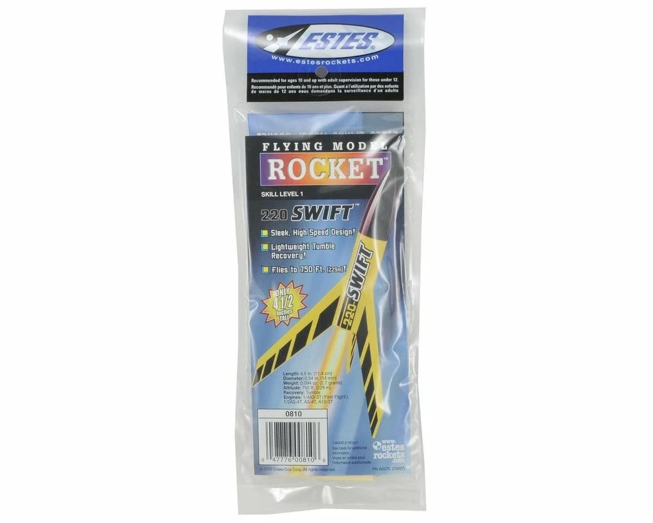 New Estes Rockets 220 Swift Flying Model Rocket Kit Skill Level 2 EST0810 - Image 1 of 4