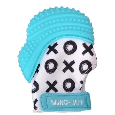 Malarkey Kids MunchMitt Baby Teething Mitten/Sensory Toy – Aqua Blue - Image 1 of 2
