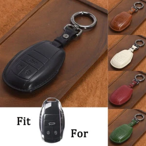 Genuine Leather Car Key Fob Case Cover For Bentley Bentayga Flying Spur GT 2018 - Foto 1 di 13