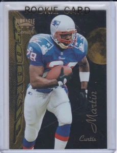 TARJETA DE NOVATO CURTIS MARTIN New England Patriots Fútbol 1996 PINNACLE ZENITH RC - Imagen 1 de 2