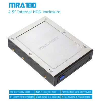 TOOLFREE 2.5" Internal Floppy Bay SATA III Tray-Less Mobile Rack for HDD SSD NEW - Image 1 of 4