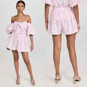 Caroline Constas Teagan Casual Shorts White Pink Camel Toile Size: Medium NWT - Picture 1 of 10