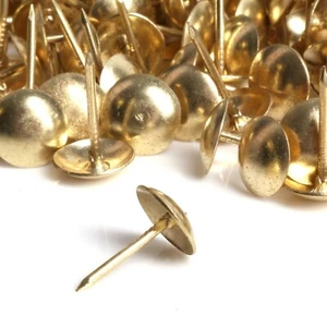 1000 x UPHOLSTERY NAILS / TACKS / STUDS + BRASS PLATED STEEL + Furniture Fabric - Picture 1 of 3