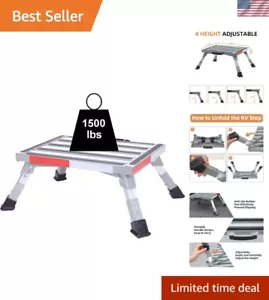Adjustable Height Step Stool with Rubber Feet - 1500lbs Capacity, Safe Platform - Picture 1 of 8