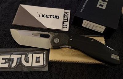 Ketuo Yakuza | 14C28N | Black G10 Carbon Fiber Bolster | Satin Blade  | BNIB - Image 1 of 4