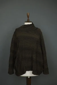 OSKA Brown Black Striped Viscose Blend Seersucker Long Sleeve Blouse Top Size 1 - Picture 1 of 13