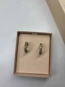 NWT Kirk’s Folly Rhinestone Gem Blue Green Gold Hoops - Picture 1 of 2