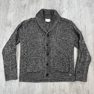 DENIM & SUPPLY RALPH LAUREN MENS GREY SALT & PEPPER ROPE KNIT SHAWL COLLAR M - Picture 1 of 4