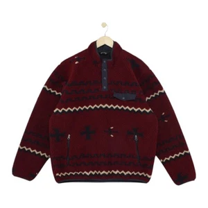 Orvis Snap T Fleece Jumper Mens Size L Red Sherpa Patterned - Picture 1 of 14