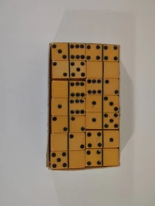 Bakelit Art Deco Dominosteine Komplettset 28 Doppelsechs Butterscotch gelb - Bild 1 von 3