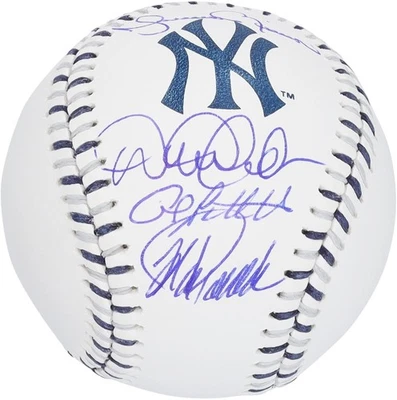 Jeter, Pettitte, Posada, Rivera Yankees Signed Team Color Laces Ball - LE 46/99 - Image 1 of 4