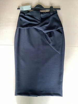 River Island Ladies Midi Skirt With Bow Detail UK Size 8 (L=27”) Black NWT - Image 1 of 4