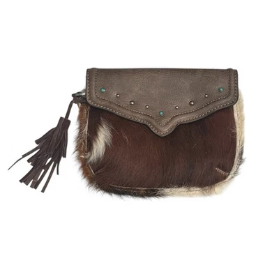 ¡NUEVO CON ETIQUETAS! Cartera Muñequera Tony Lama Western Brindle Marrón Piel de Vaca Foto 1 de 4