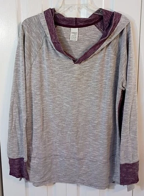 Ladies Purple*Gray Hoodie Shirt-Pullover-Pockets-PLUS SIZE 2XL/20--Danskin - Image 1 of 3